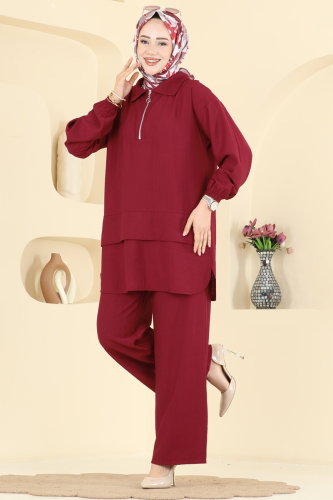 H.B.S. - Yarım Fermuarlı 2 li Takım 3800HBS856 Bordo