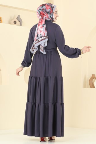 moda selvim Yarım Fermuarlı Elbise 1202DLB1088 Antrasit - Thumbnail