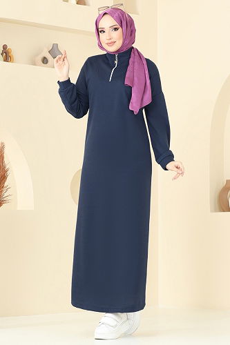 moda selvim Yarım Fermuarlı Elbise 13366ETT926 Laci - Thumbnail