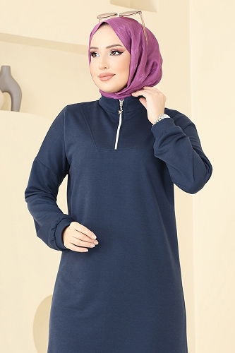 moda selvim Yarım Fermuarlı Elbise 13366ETT926 Laci - Thumbnail