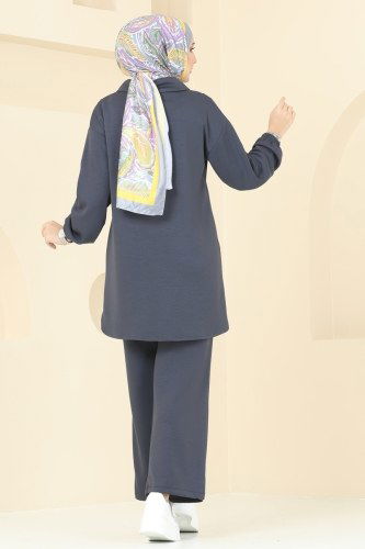 moda selvim Yarım Fermuarlı Modal Kumaş Takım 5017HBS856 Antrasit - Thumbnail