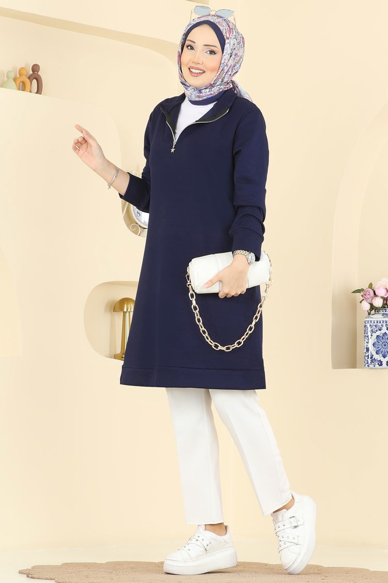 Yarım Fermuarlı Modal Tunik 1008ETT926 Laci