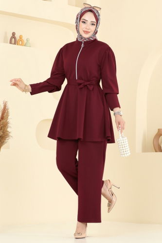 A.Y.D. - Yarım Fermuarlı Scuba Takım 2710AYD574 Bordo