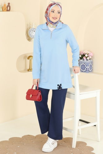 F.O.N. - Yarım Fermuarlı Spor Takım 1946FON792 Bebe Mavi&Laci