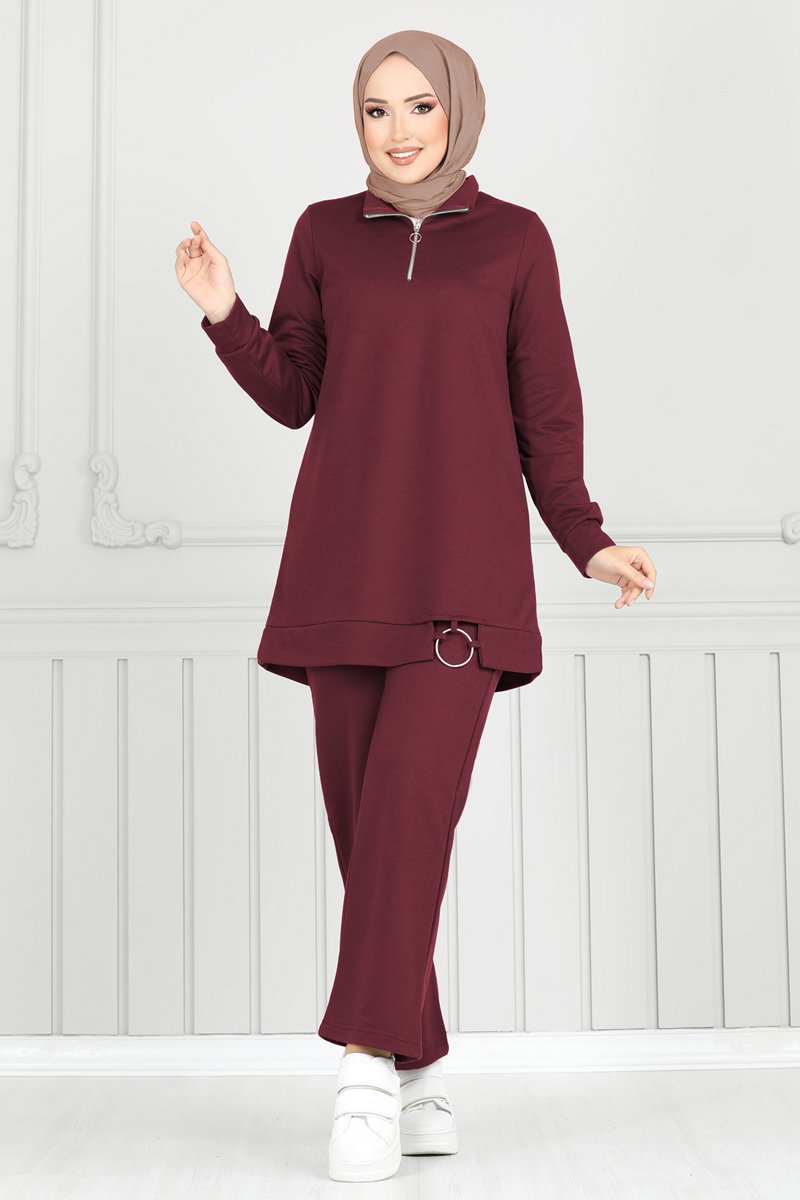 Yarım Fermuarlı Spor Takım 1946FON792 Bordo