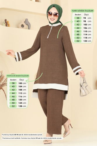 moda selvim Yarım Fermuarlı Takım 346DVL817 Kahve - Thumbnail