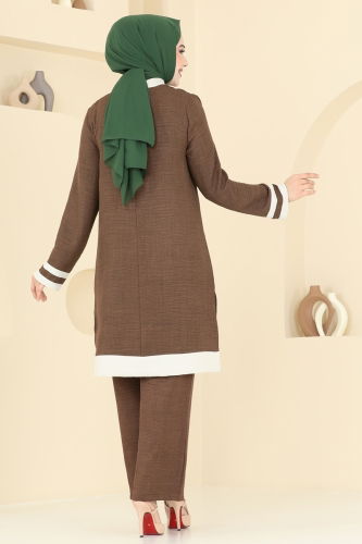 moda selvim Yarım Fermuarlı Takım 346DVL817 Kahve - Thumbnail