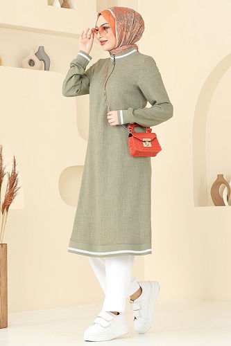 moda selvim Yarım Fermuarlı Takım 9022S324 Çağla&Ekru - Thumbnail