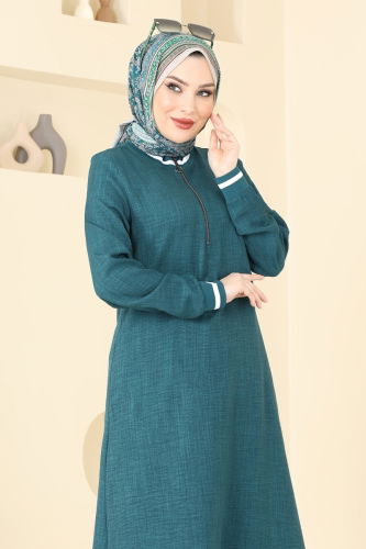 moda selvim Yarım Fermuarlı Takım 9022S324 Petrol - Thumbnail