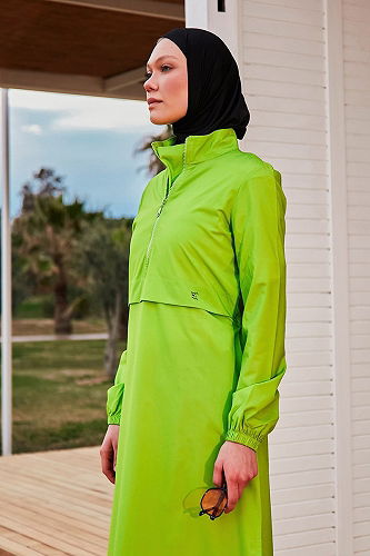 moda selvim Yarım Fermuarlı Tesettür Mayo 2407MRNK1139 Yeşil - Thumbnail