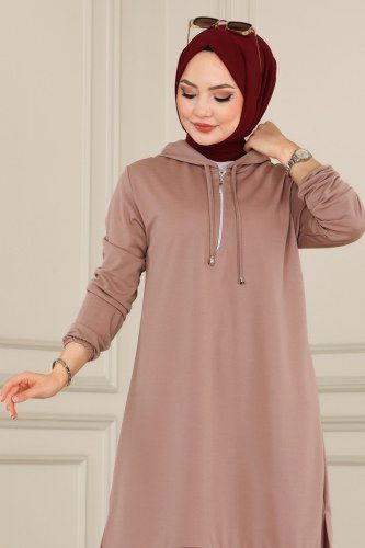 moda selvim Yarım Fermuarlı Tesettür Takım 3022MNT741 Vizyon - Thumbnail