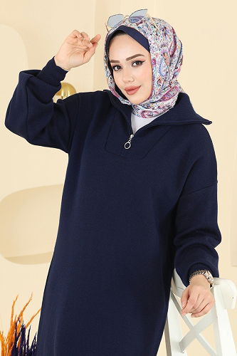 moda selvim Yarım Fermuarlı Triko Elbise 1299TPK1167 Laci - Thumbnail