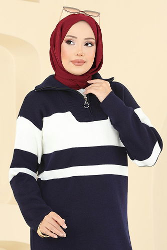 moda selvim Yarım Fermuarlı Triko Takım 2738AYD574 Laci - Thumbnail