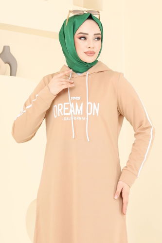moda selvim Yazı Baskılı Kapşonlu Takım 4067PM271 Vizyon - Thumbnail