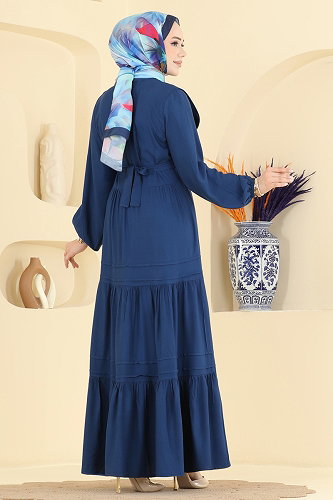 moda selvim Yelek Detaylı Belmando Elbise 7171ERK1158 Laci - Thumbnail