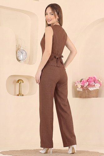 moda selvim Yelekli 2 li Takım 46170JNT1202 Kahve - Thumbnail