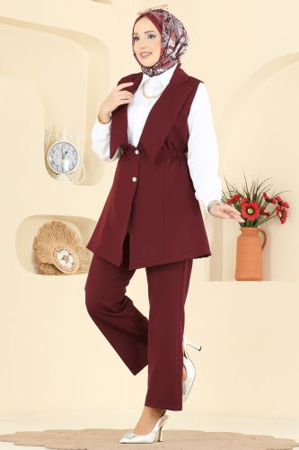 S.L. - Yelekli Dabıl Üçlü Takım 2817SL432 Bordo