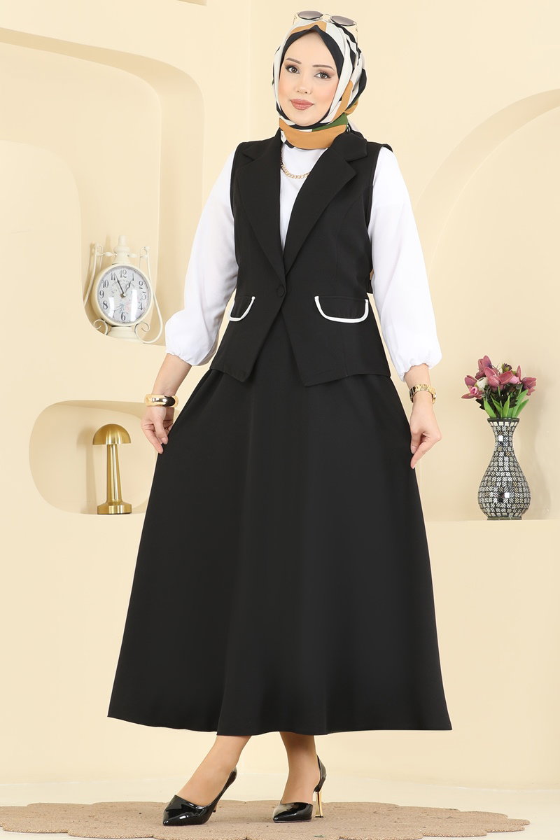 Yelekli Şık Dabıl Takım 2646SL432 Siyah