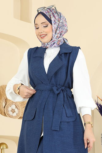 moda selvim Yelekli Sofia Üçlü Takım 2456HBS856 Laci - Thumbnail