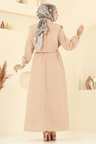 moda selvim Yelekli Terikoton Elbise Takım 3059KTR750 Vizyon - Thumbnail