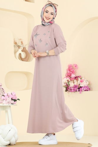 O.Z.N. - Yıldız Detaylı İki İp Elbise 201OZN1046 Pudra Vizyon