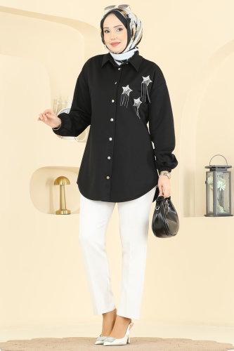 S.L.K. - Yıldız Taş Detaylı Tunik 2842SLK540 Siyah