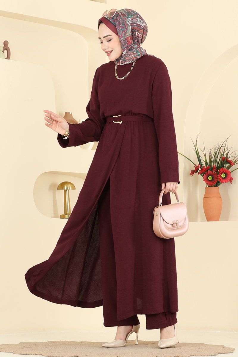 Yırtmaç Detaylı 2 li Takım 2702TPK1167 Bordo
