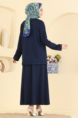 moda selvim Yırtmaç Detaylı 2 li Takım 5677ZNNK1102 Laci - Thumbnail