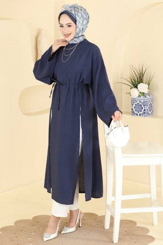 Z.N.K. - Yırtmaç Detaylı Bağcıklı Tunik 4796ZNK1009 Laci