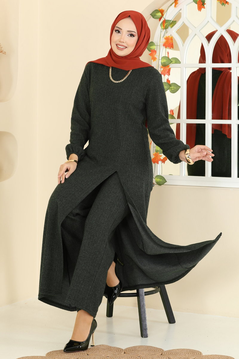 Yırtmaç Detaylı Balıksırtı Takım 24003UKBK1160 Haki