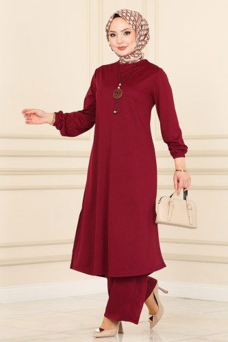 M.R.T. - Yırtmaç Detaylı Mira Takım 1035MRT754 Bordo