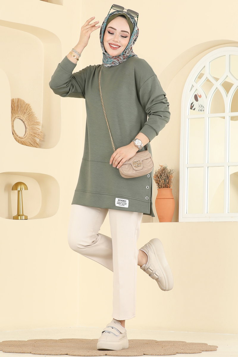 Yırtmaç Detaylı Modal Tunik 2630MSZ1172 Haki