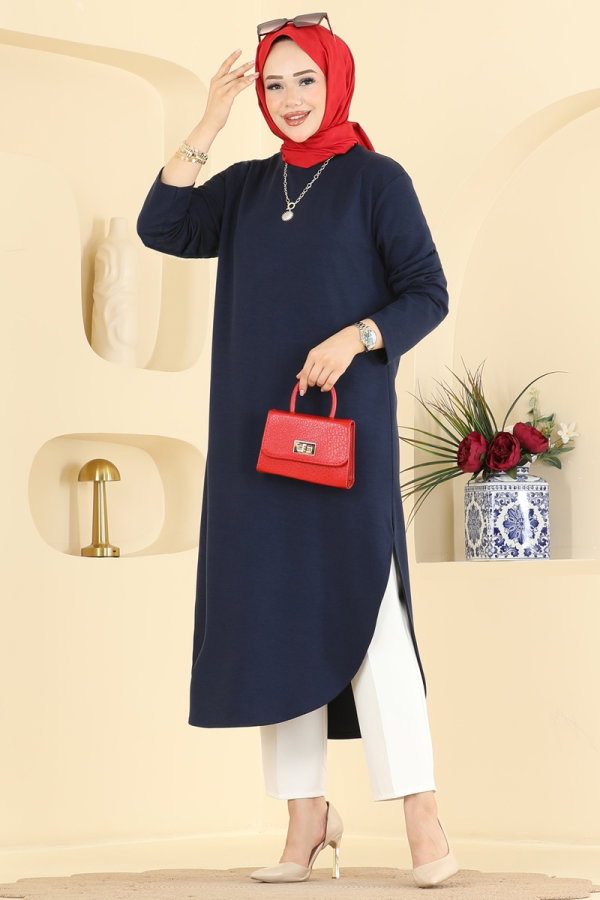 Modaselvim Tunik Yırtmaç Detaylı Rahat Tunik 2832AYD574 Laci