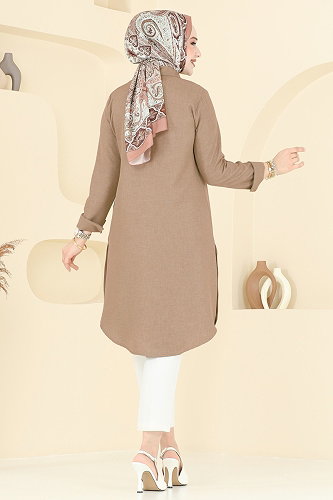 moda selvim Yırtmaç Düğmeli Tunik 3047KTR750 Vizyon - Thumbnail