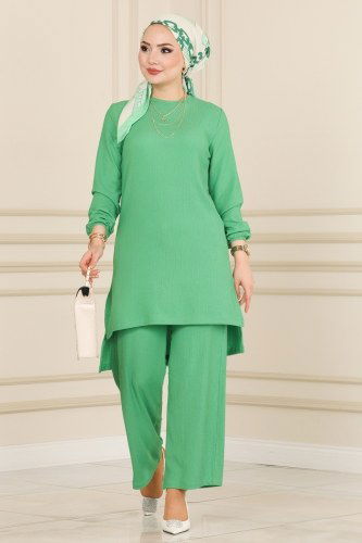 A.D.K. - Yırtmaçlı Bürümcük Takım 3007ADK807 Benetton Yeşili