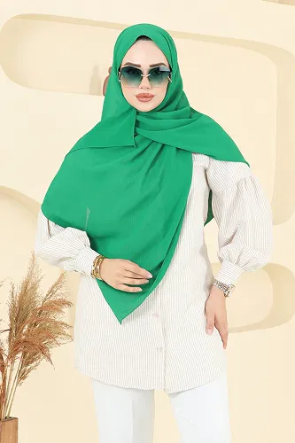 moda selvim Yoryo Kumaş Şal Serisi 505MDLK1153 Benetton Yeşili - Thumbnail