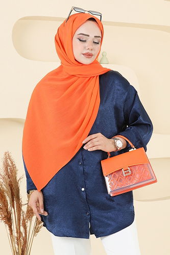 moda selvim Yoryo Kumaş Şal Serisi 505MDLK1153 Oranj - Thumbnail