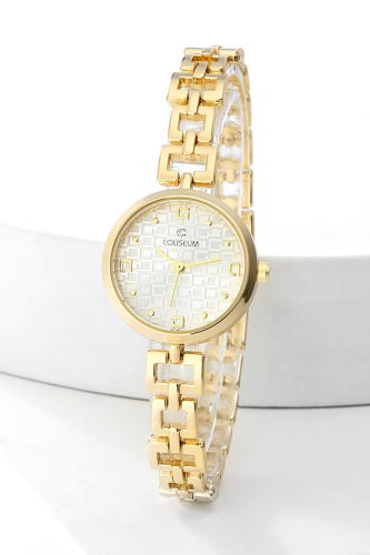 C.L.S.K. - Yuvarlak Çerçeveli Kol Saati 8760CLSK1184 Gold