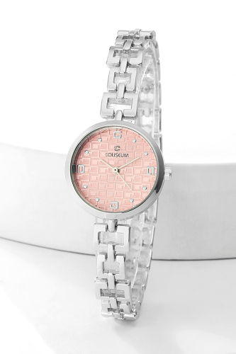 C.L.S.K. - Yuvarlak Çerçeveli Kol Saati 8760CLSK1184 Gümüş&Pembe