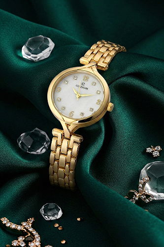 moda selvim Yuvarlak Kasa Kol Saati 8650CLSK1184 Gold - Thumbnail