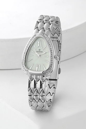 moda selvim Zarif Kıvrımlı Modern Saat 8307CLSK1184 Gümüş - Thumbnail