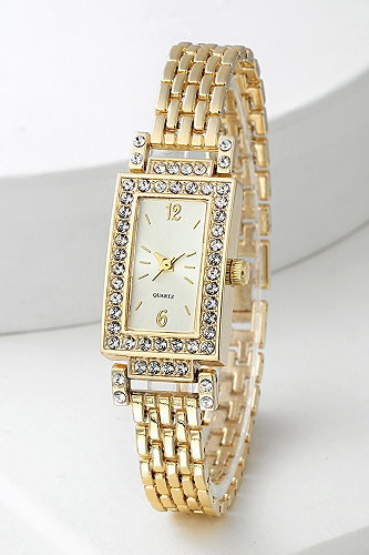 moda selvim Zarif Taş Detaylı Saat 9074CLSK1184 Gold - Thumbnail