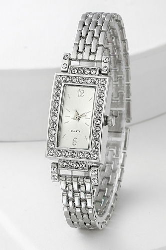 moda selvim Zarif Taş Detaylı Saat 9074CLSK1184 Gümüş - Thumbnail