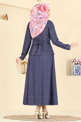 moda selvim Zarif Tensel 2 li Takım 6288BSK463 Koyu Kot - Thumbnail