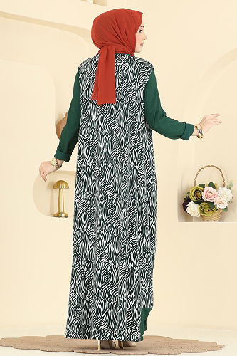 moda selvim Zebra Desenli Bürümcük Takım 0354ERK1158 Zümrüt - Thumbnail