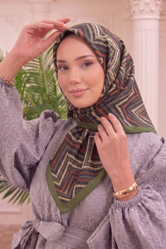 M.D.İ. - Zigzag Desenli Soft Eşarp 215MDI1081 Haki