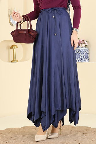 moda selvim Zigzak Kesim Saten Etek 60689BRZ597 Laci - Thumbnail