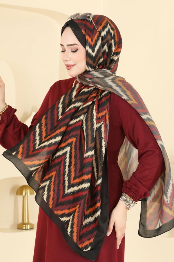 Modaselvim Şal Zikzak Desen Soft Şal Serisi 210MDI1081 Taba