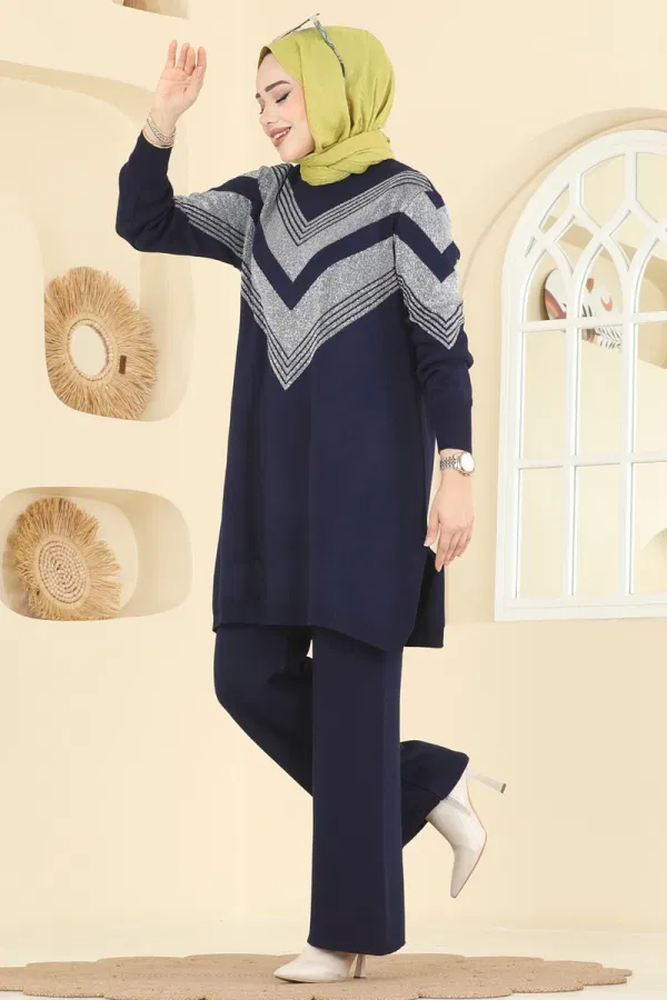 Modaselvim Kombin Zikzak Desen Triko Takım 2767AYD574 Laci