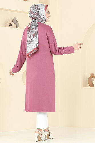 moda selvim Zımba Detaylı Tunik 2698AYD574 Gül Kurusu - Thumbnail